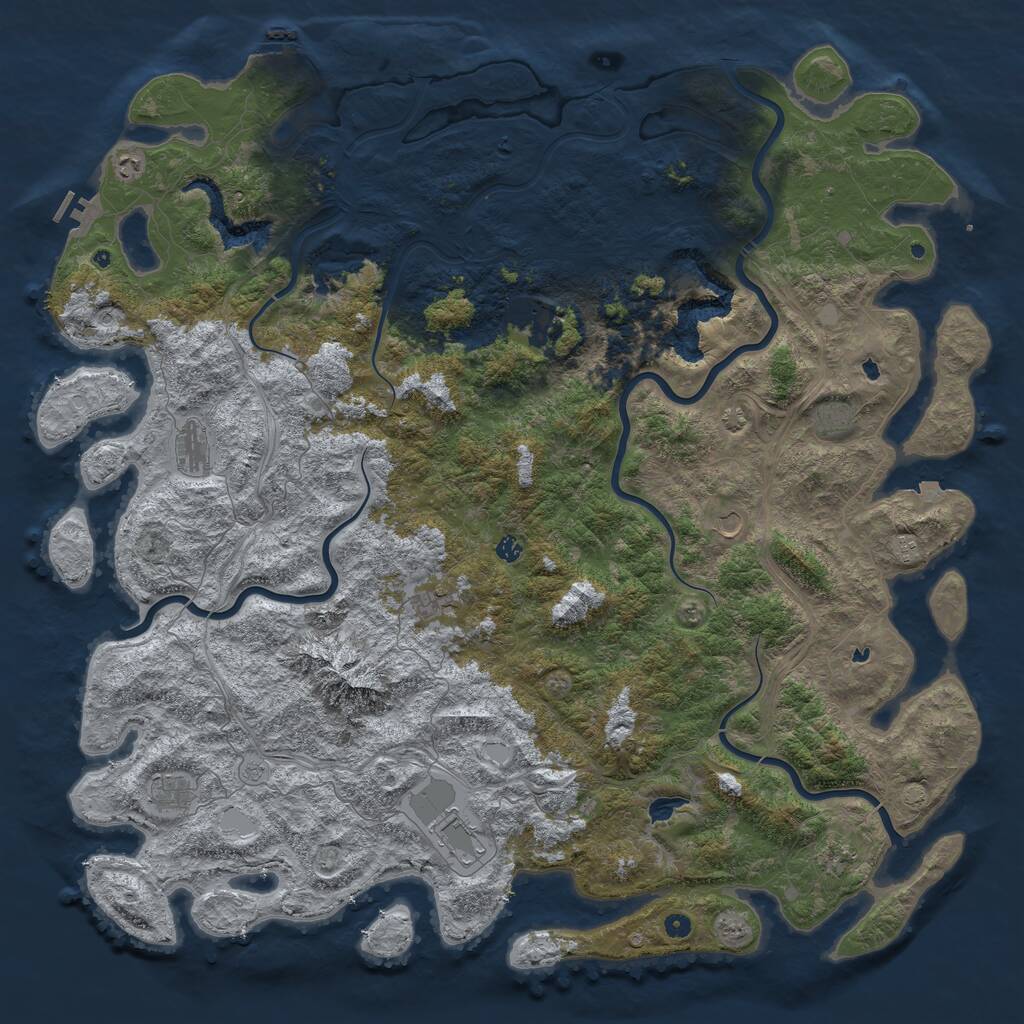 Rust Map: Procedural Map, Size: 6000, Seed: 2011870693, 17 Monuments