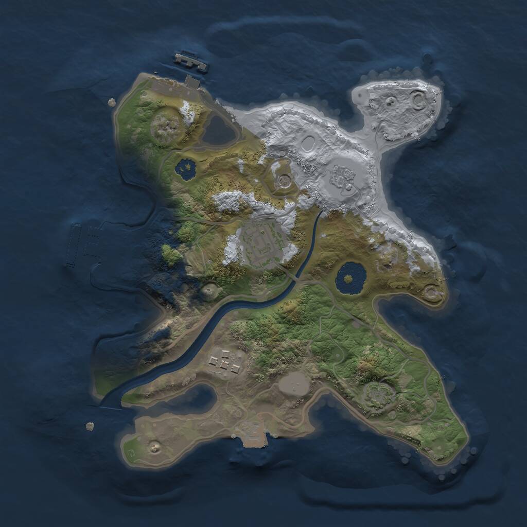 Rust Map: Procedural Map, Size: 2500, Seed: 393341886, 8 Monuments