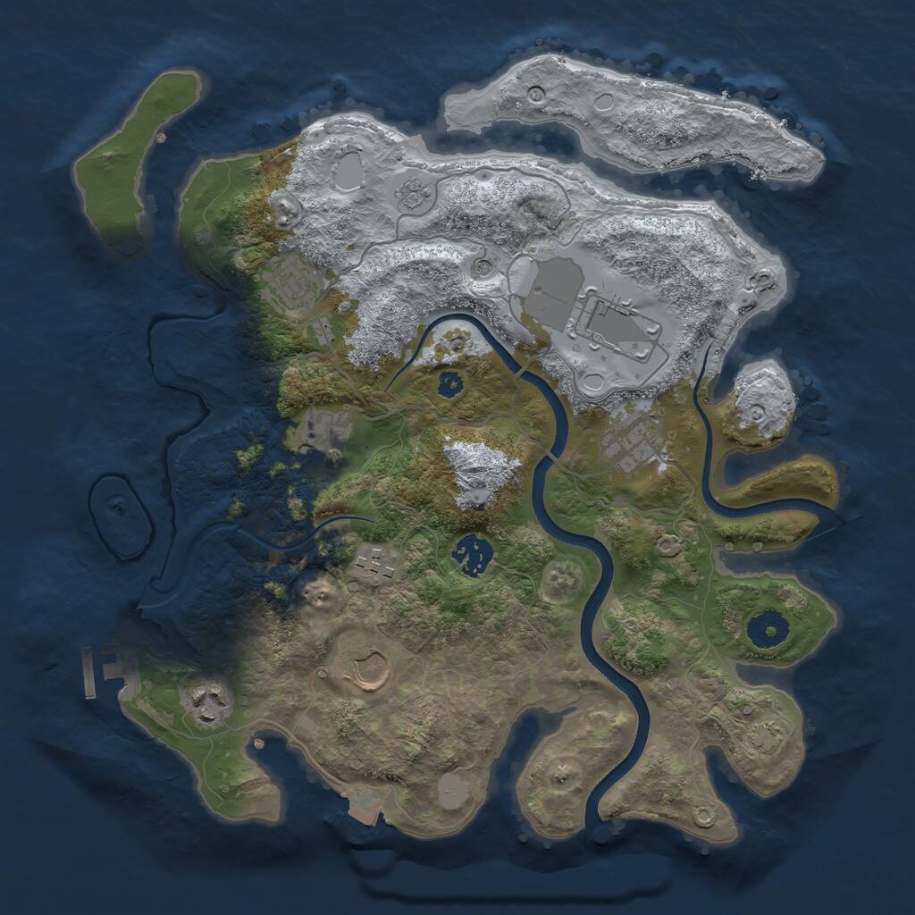 Rust Map: Procedural Map, Size: 3500, Seed: 2066423743, 13 Monuments