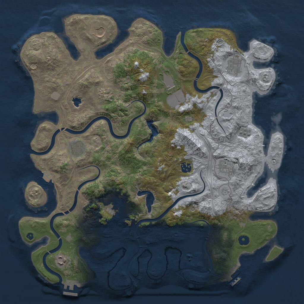 Rust Map: Procedural Map, Size: 4300, Seed: 947927987, 16 Monuments