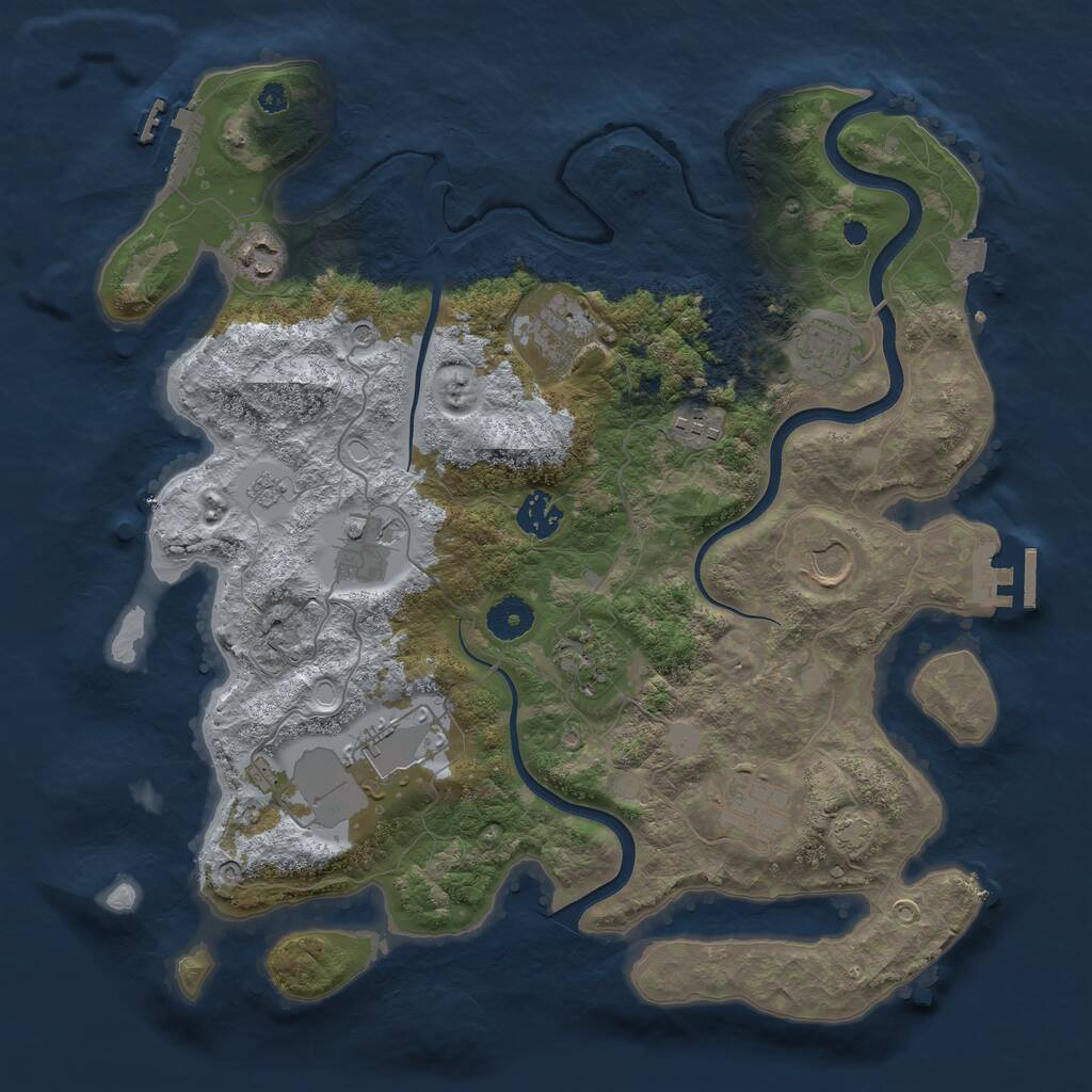 Rust Map: Procedural Map, Size: 3700, Seed: 714747083, 16 Monuments
