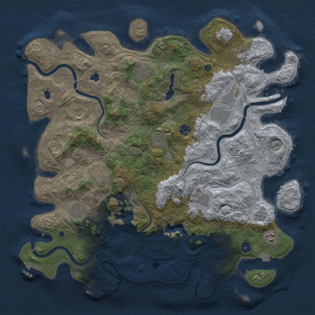 Rust Map: Procedural Map, Size: 4500, Seed: 1158722176, 17 Monuments