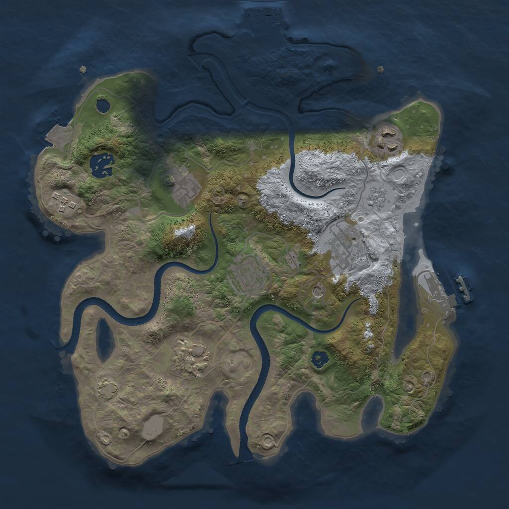 Rust Map: Procedural Map, Size: 3000, Seed: 1607477864, 13 Monuments
