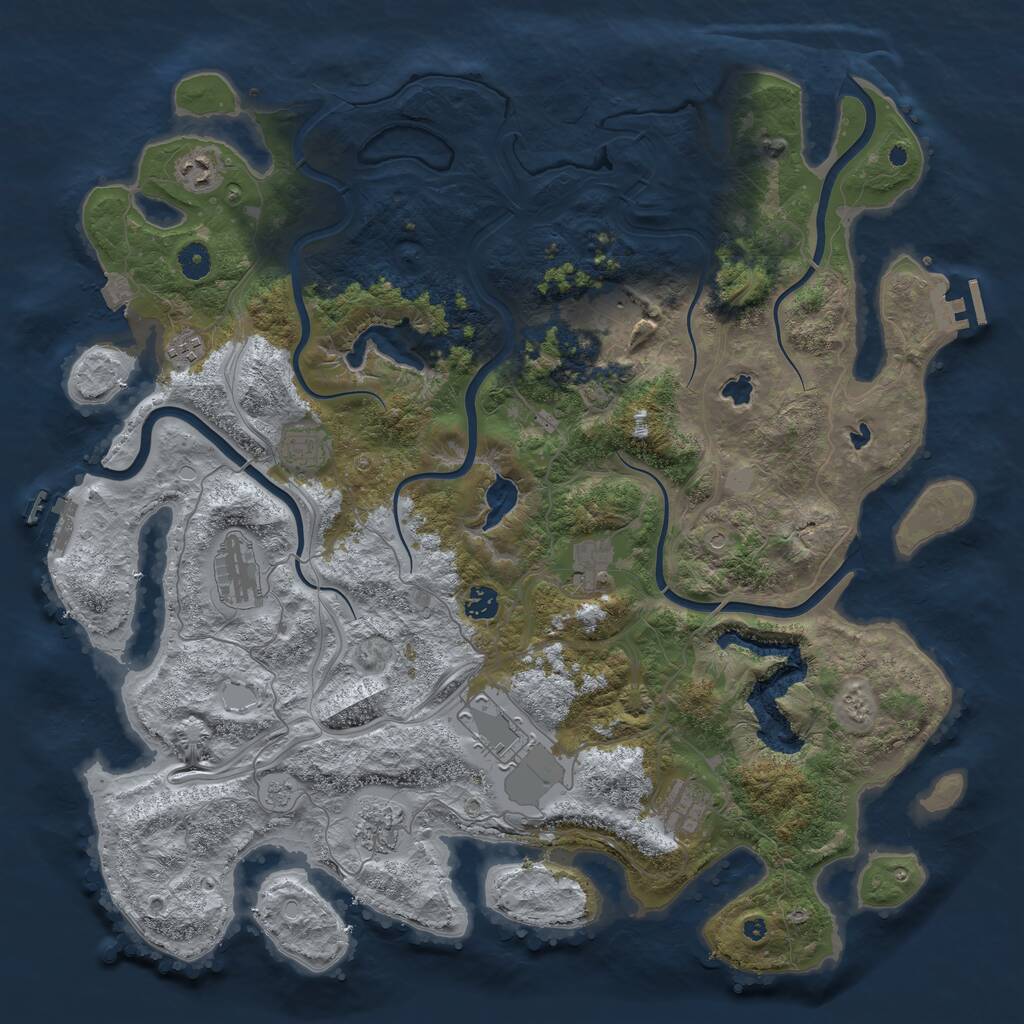 Rust Map: Procedural Map, Size: 4500, Seed: 196220058, 16 Monuments
