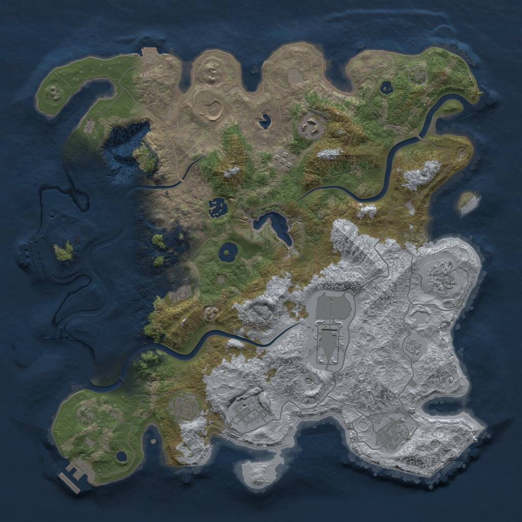 Rust Map: Procedural Map, Size: 4000, Seed: 822083, 16 Monuments