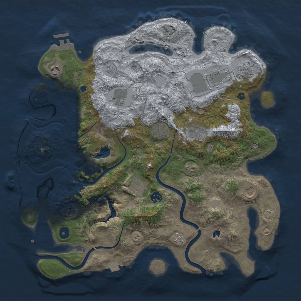 Rust Map: Procedural Map, Size: 4000, Seed: 143752, 16 Monuments