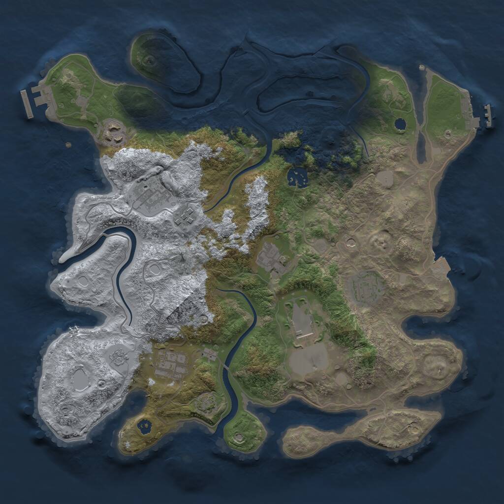 Rust Map: Procedural Map, Size: 3500, Seed: 1697477960, 14 Monuments