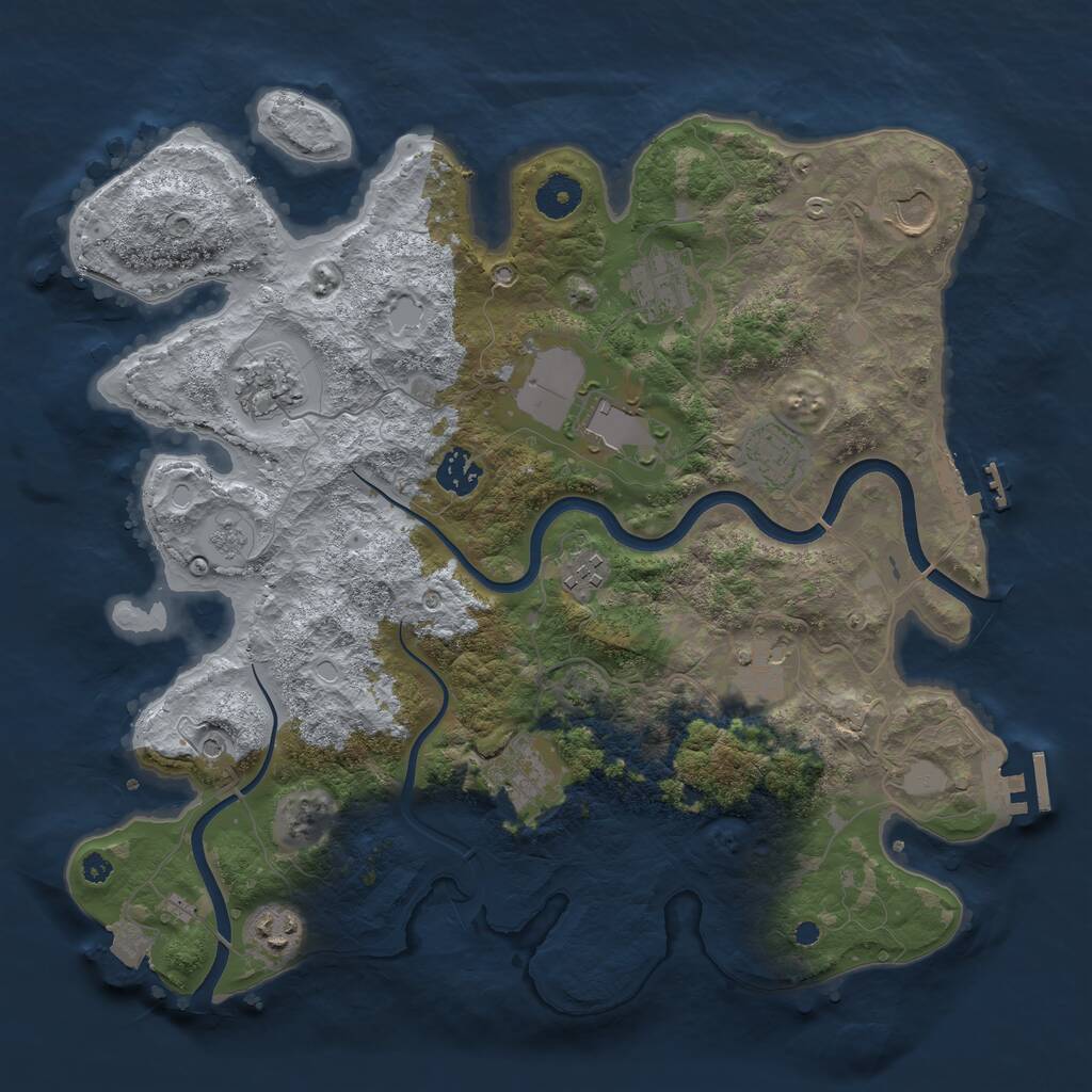 Rust Map: Procedural Map, Size: 3700, Seed: 1484327611, 16 Monuments