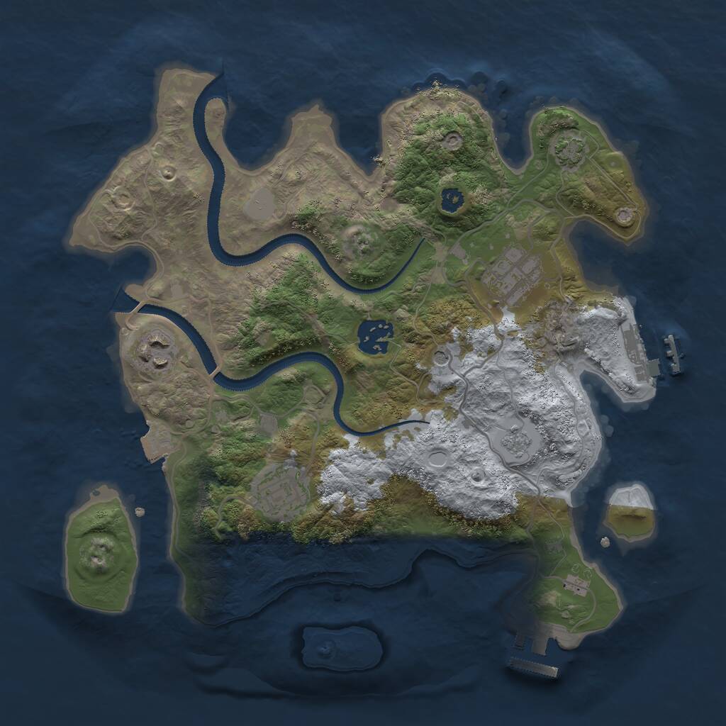 Rust Map: Procedural Map, Size: 3000, Seed: 87654523, 10 Monuments