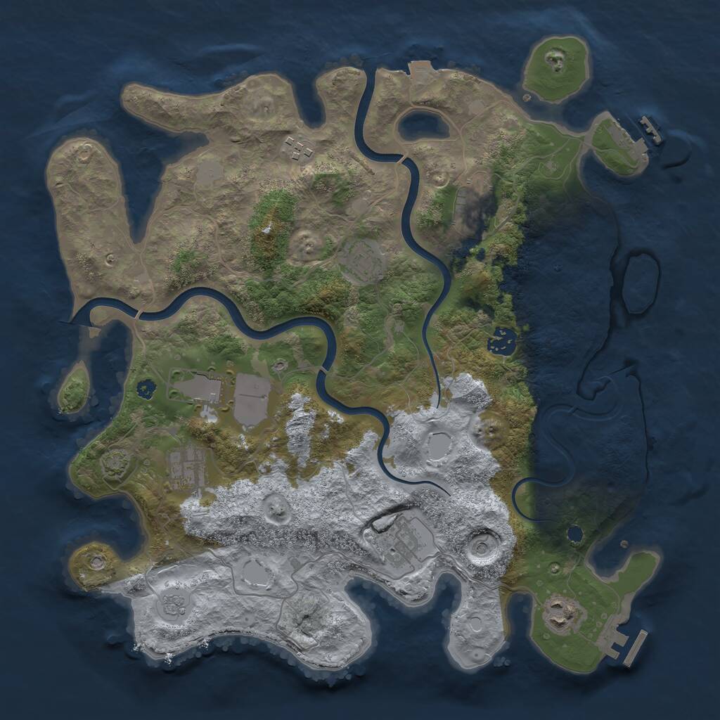 Rust Map: Procedural Map, Size: 3700, Seed: 74363839, 14 Monuments