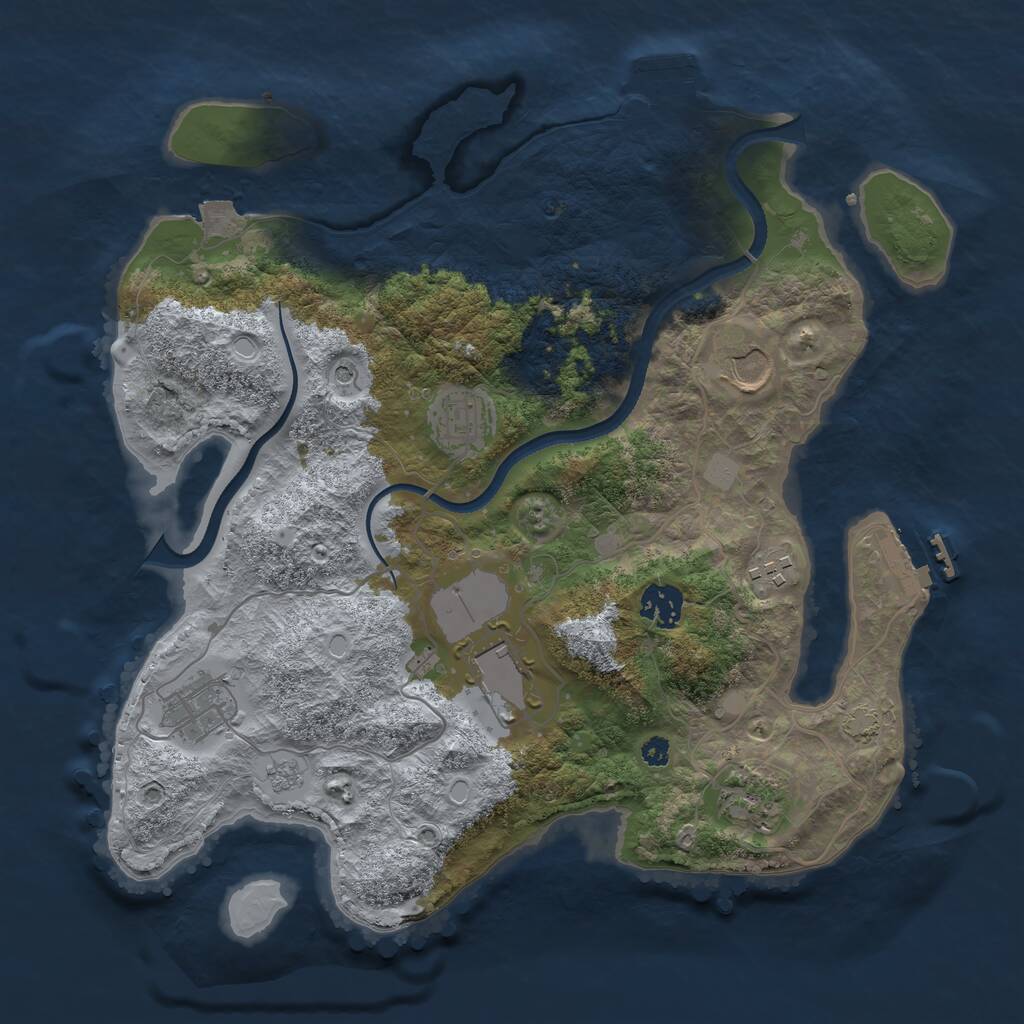 Rust Map: Procedural Map, Size: 3500, Seed: 415069077, 13 Monuments