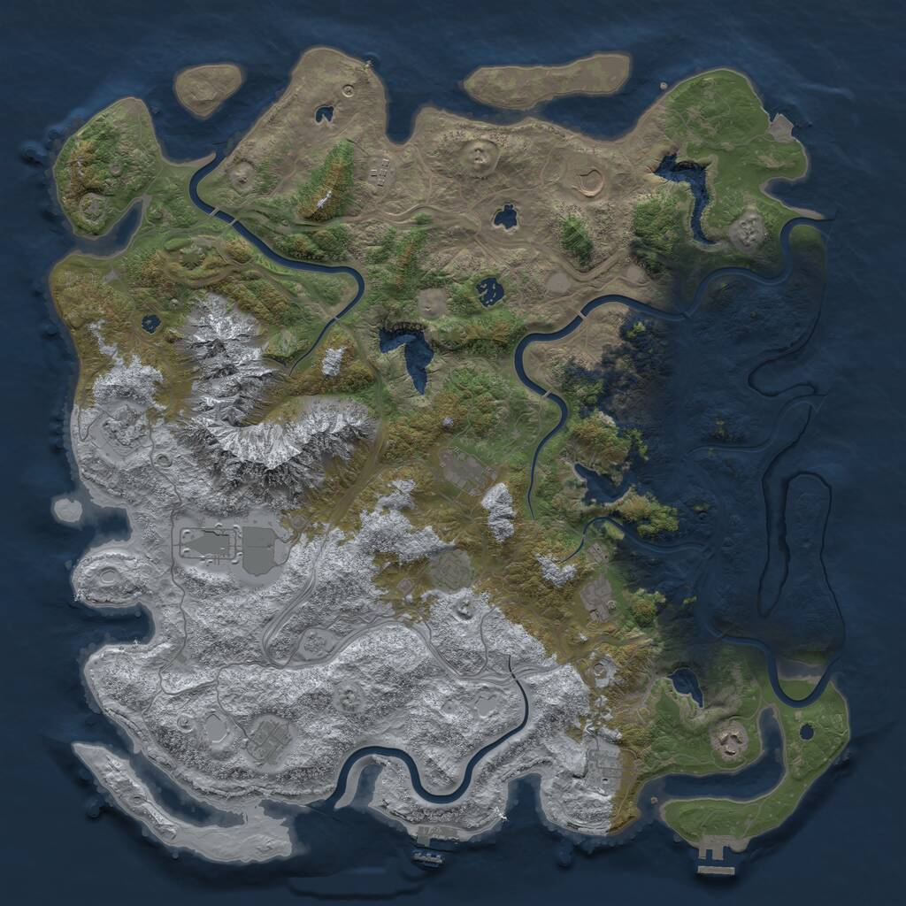 Rust Map: Procedural Map, Size: 5000, Seed: 1078846477, 17 Monuments