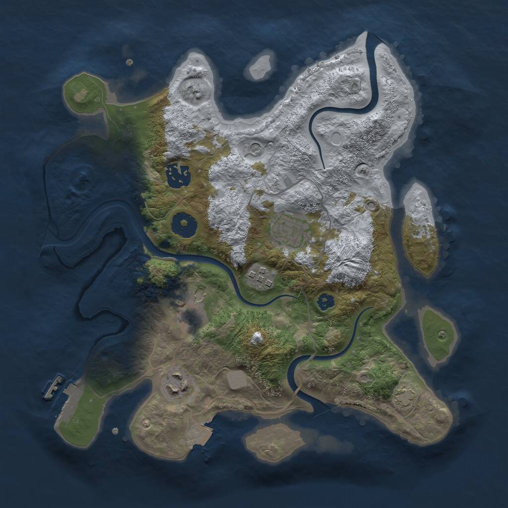 Rust Map: Procedural Map, Size: 3000, Seed: 2524, 9 Monuments