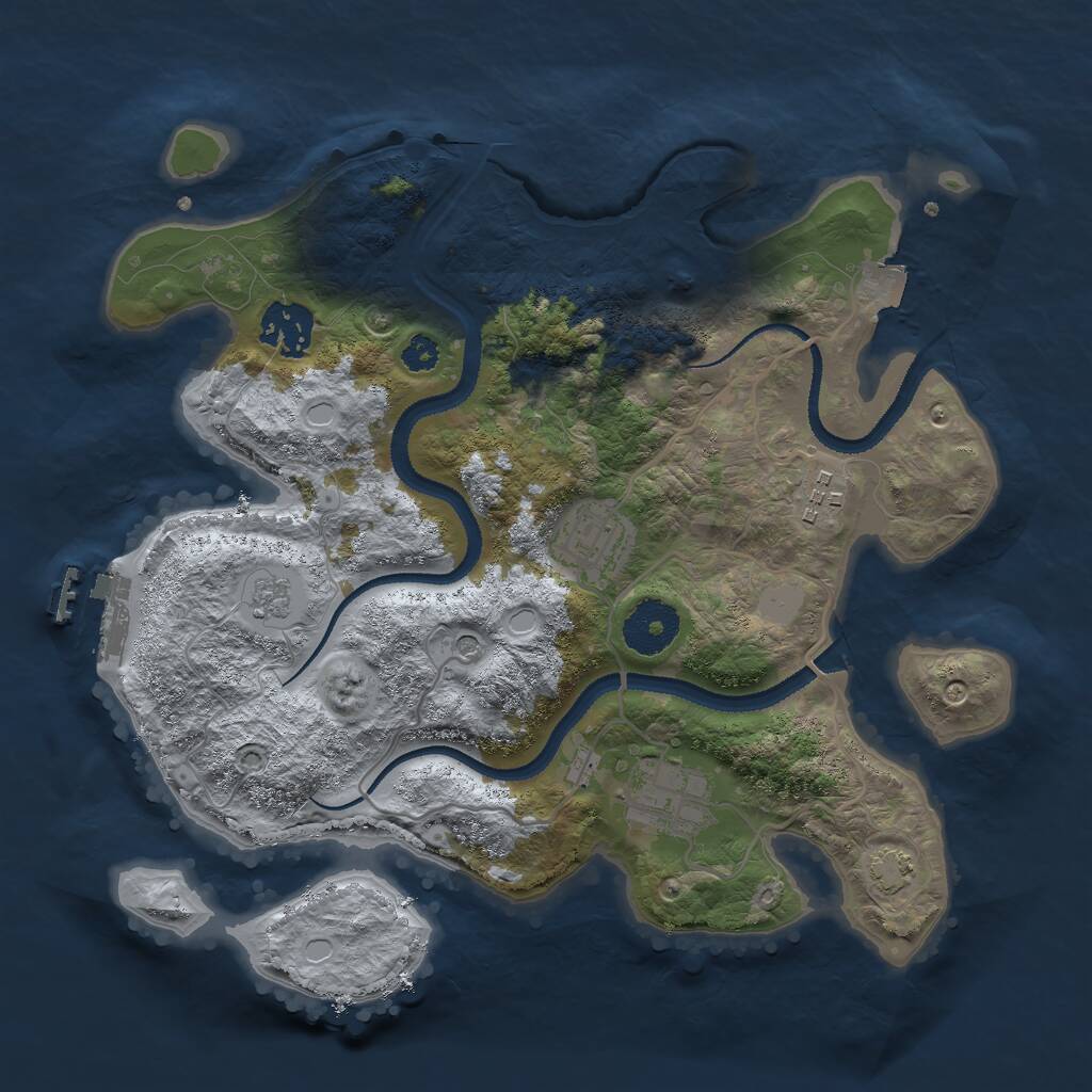 Rust Map: Procedural Map, Size: 3000, Seed: 30713331, 9 Monuments