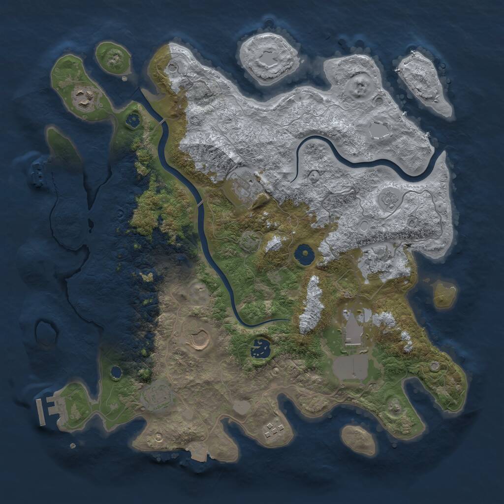 Rust Map: Procedural Map, Size: 3750, Seed: 1662163072, 14 Monuments
