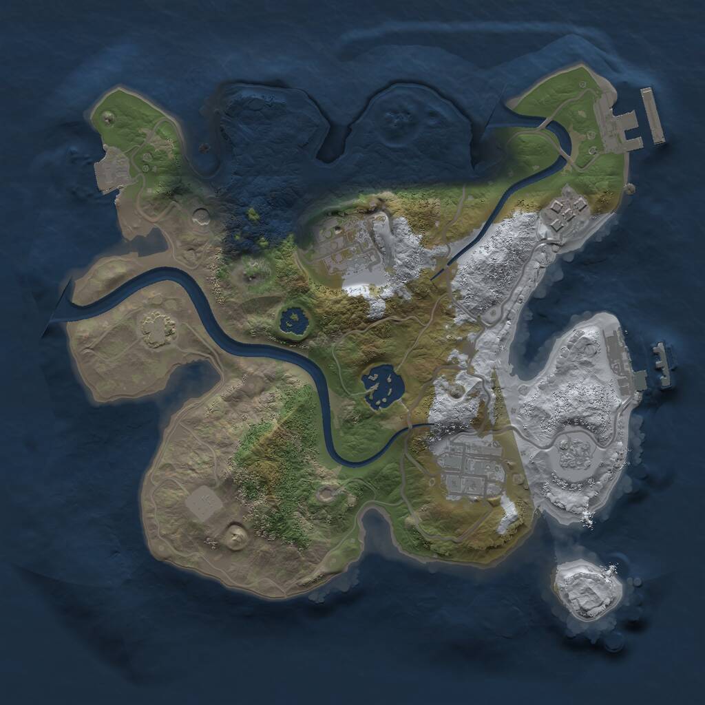 Rust Map: Procedural Map, Size: 2500, Seed: 191476507, 10 Monuments