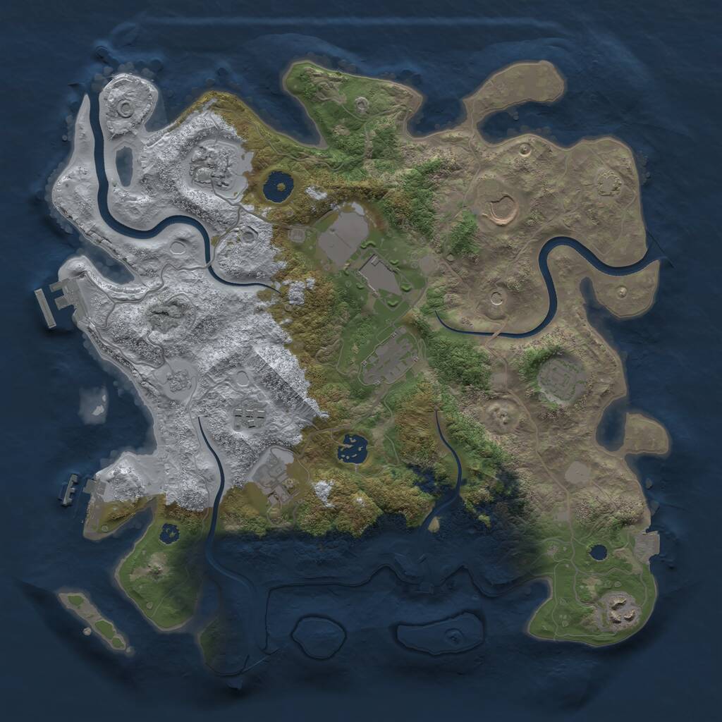 Rust Map: Procedural Map, Size: 3600, Seed: 2056607016, 15 Monuments