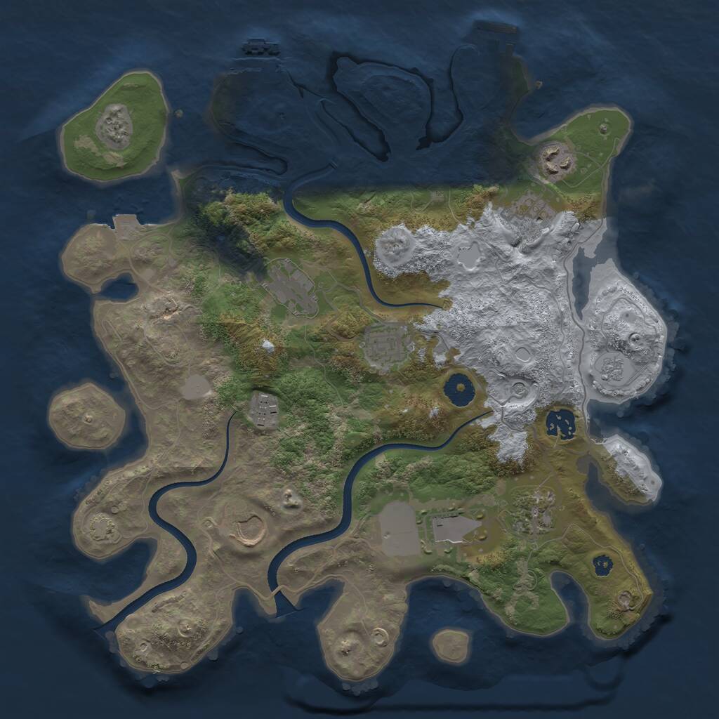 Rust Map: Procedural Map, Size: 3500, Seed: 491638229, 15 Monuments