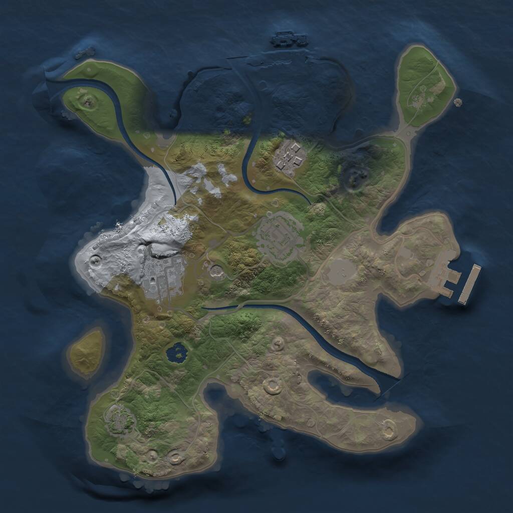 Rust Map: Procedural Map, Size: 2500, Seed: 827319279, 8 Monuments