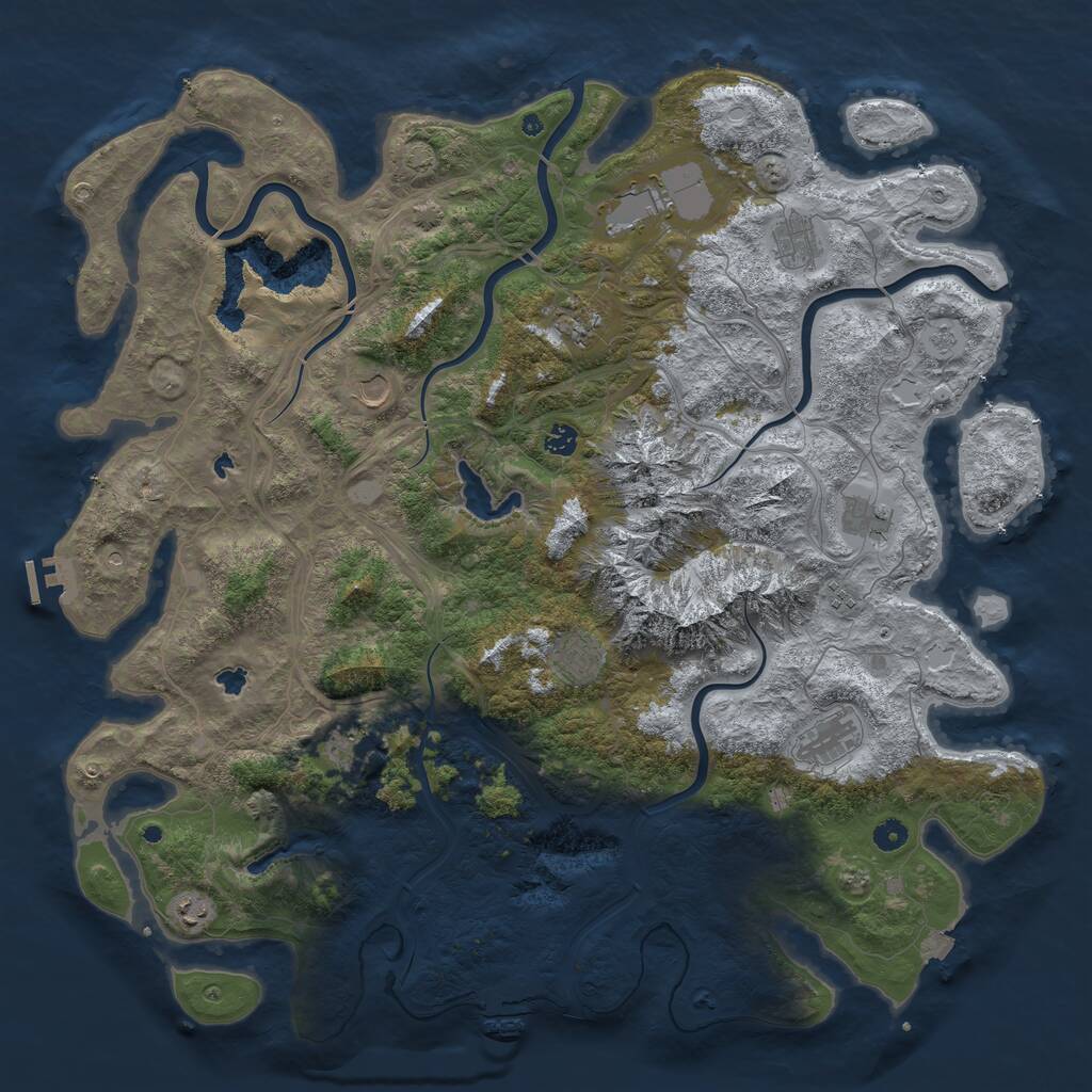 Rust Map: Procedural Map, Size: 5000, Seed: 1875810262, 17 Monuments