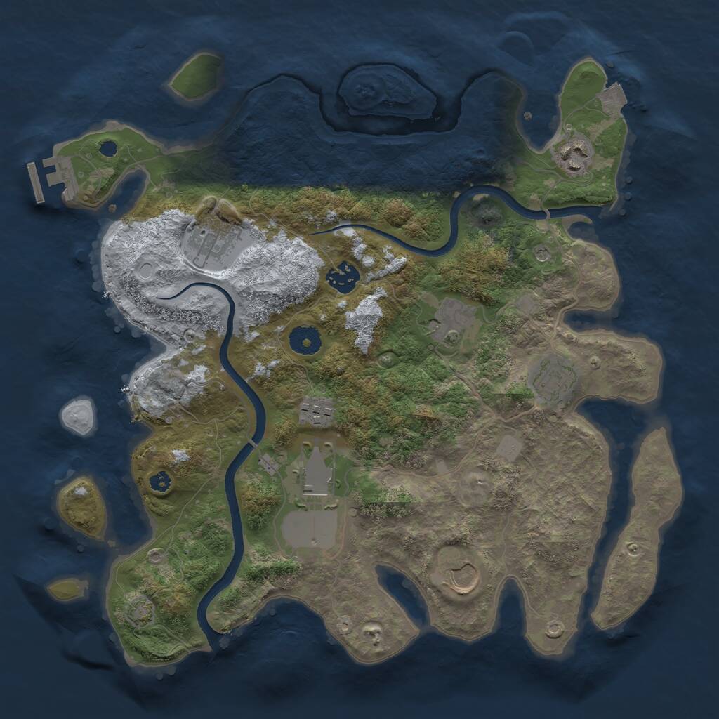 Rust Map: Procedural Map, Size: 3500, Seed: 623817022, 12 Monuments