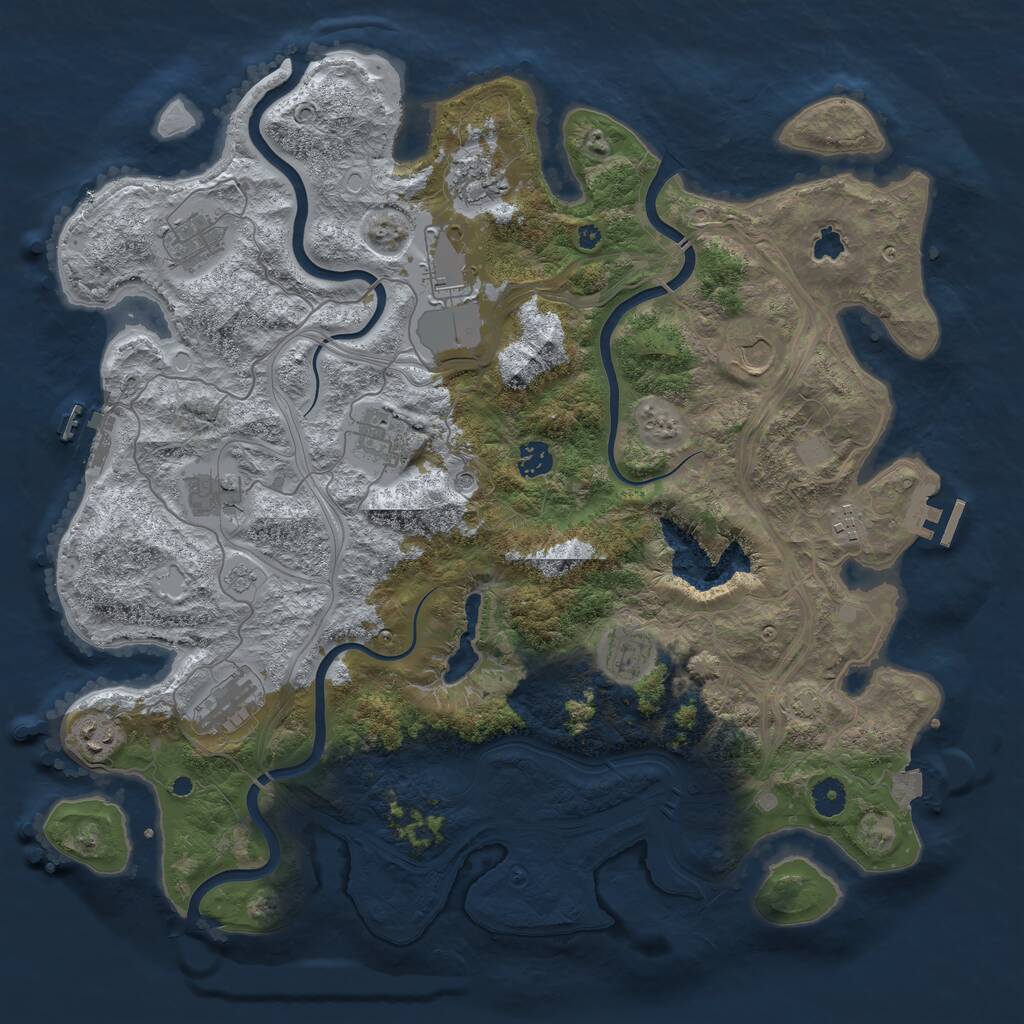 Rust Map: Procedural Map, Size: 4250, Seed: 662555936, 17 Monuments