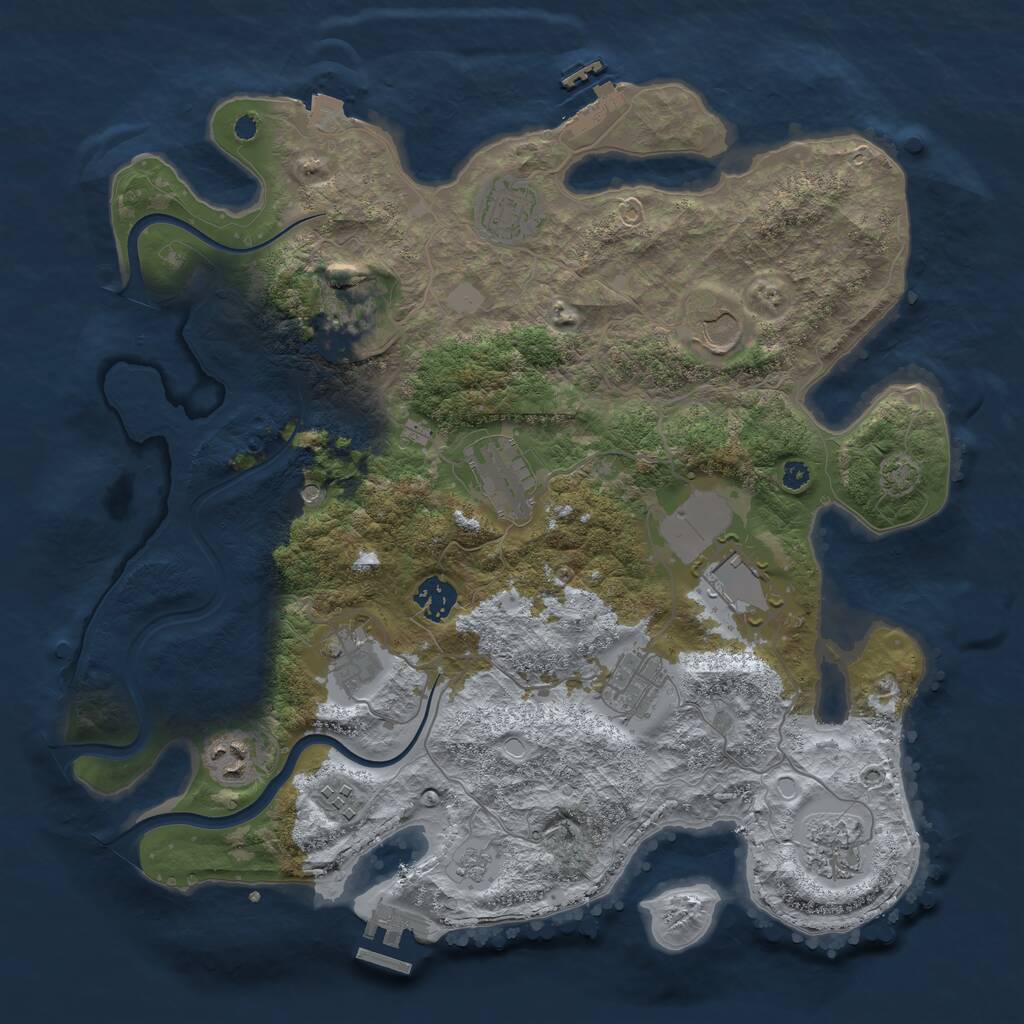 Rust Map: Procedural Map, Size: 3700, Seed: 1353543382, 17 Monuments