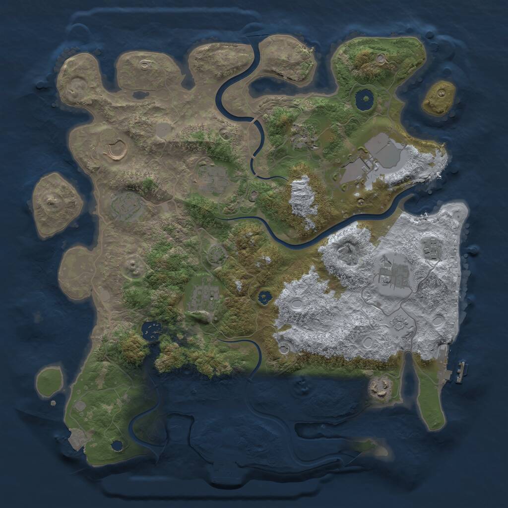 Rust Map: Procedural Map, Size: 3750, Seed: 1560451548, 16 Monuments