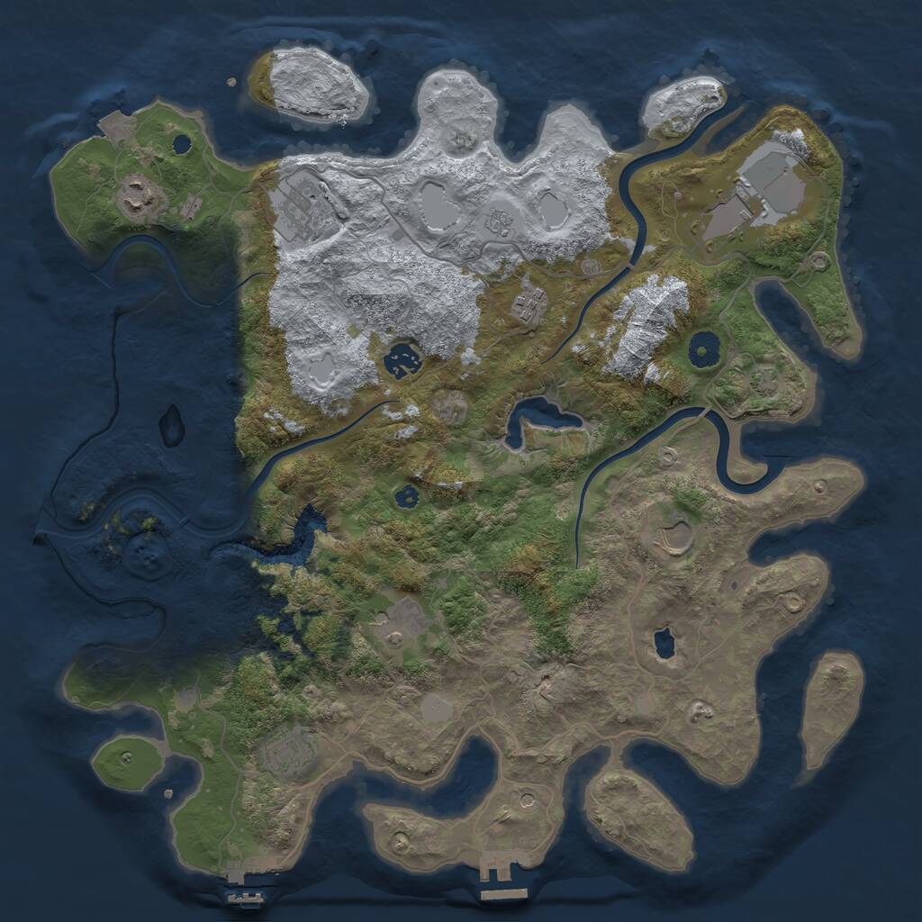 Rust Map: Procedural Map, Size: 4000, Seed: 2053943213, 14 Monuments