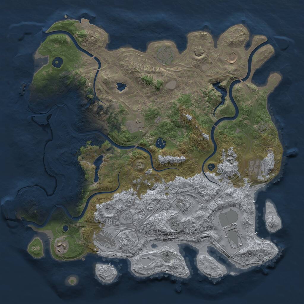 Rust Map: Procedural Map, Size: 4250, Seed: 345645674, 16 Monuments