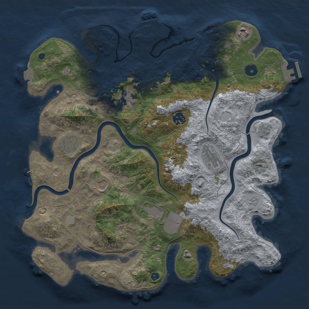 Rust Map: Procedural Map, Size: 3800, Seed: 590427586, 14 Monuments