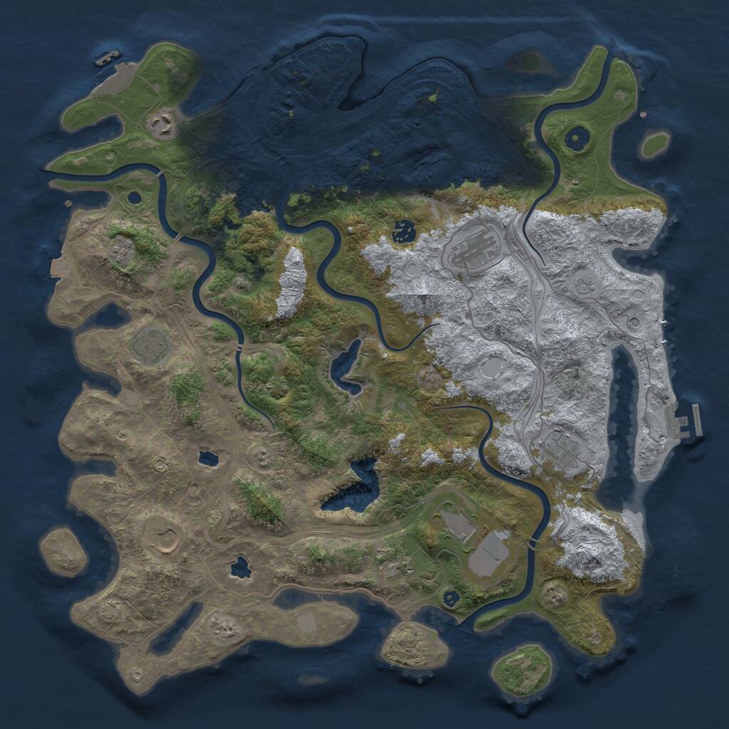 Rust Map: Procedural Map, Size: 4500, Seed: 1160017949, 15 Monuments
