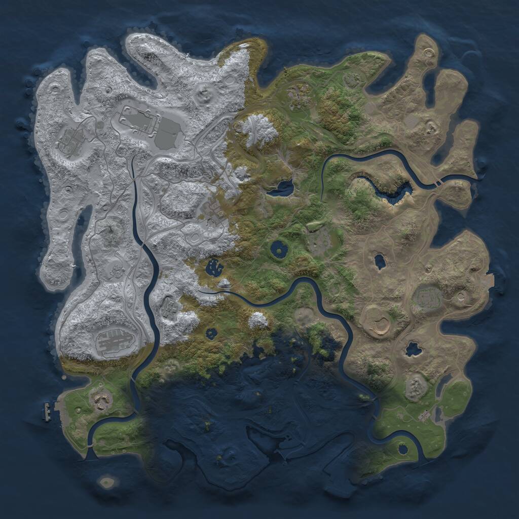 Rust Map: Procedural Map, Size: 4500, Seed: 1459452042, 17 Monuments