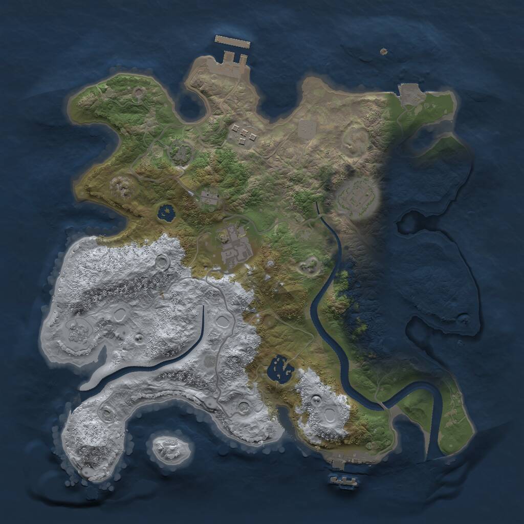 Rust Map: Procedural Map, Size: 3000, Seed: 869529845, 10 Monuments