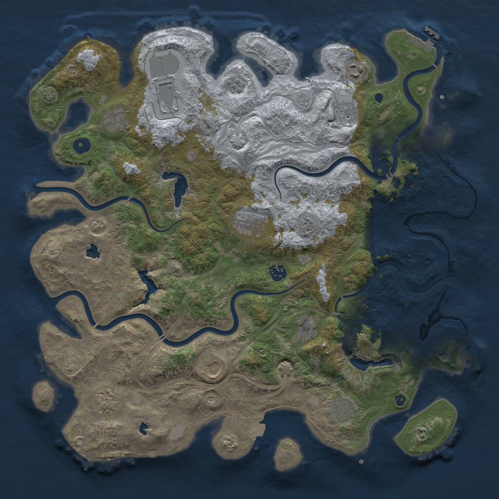 Rust Map: Procedural Map, Size: 4500, Seed: 932717240, 17 Monuments