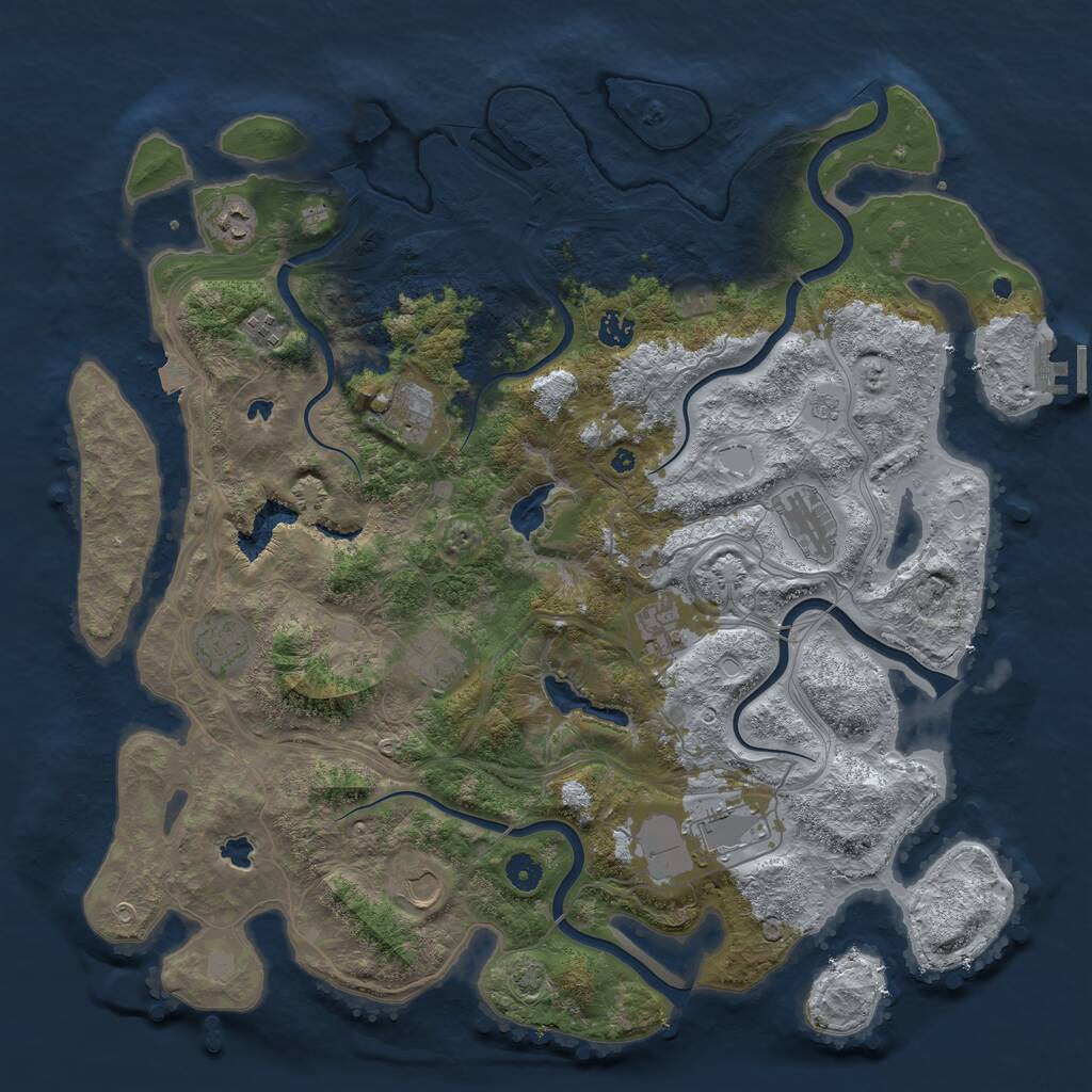 Rust Map: Procedural Map, Size: 4500, Seed: 1378104196, 15 Monuments