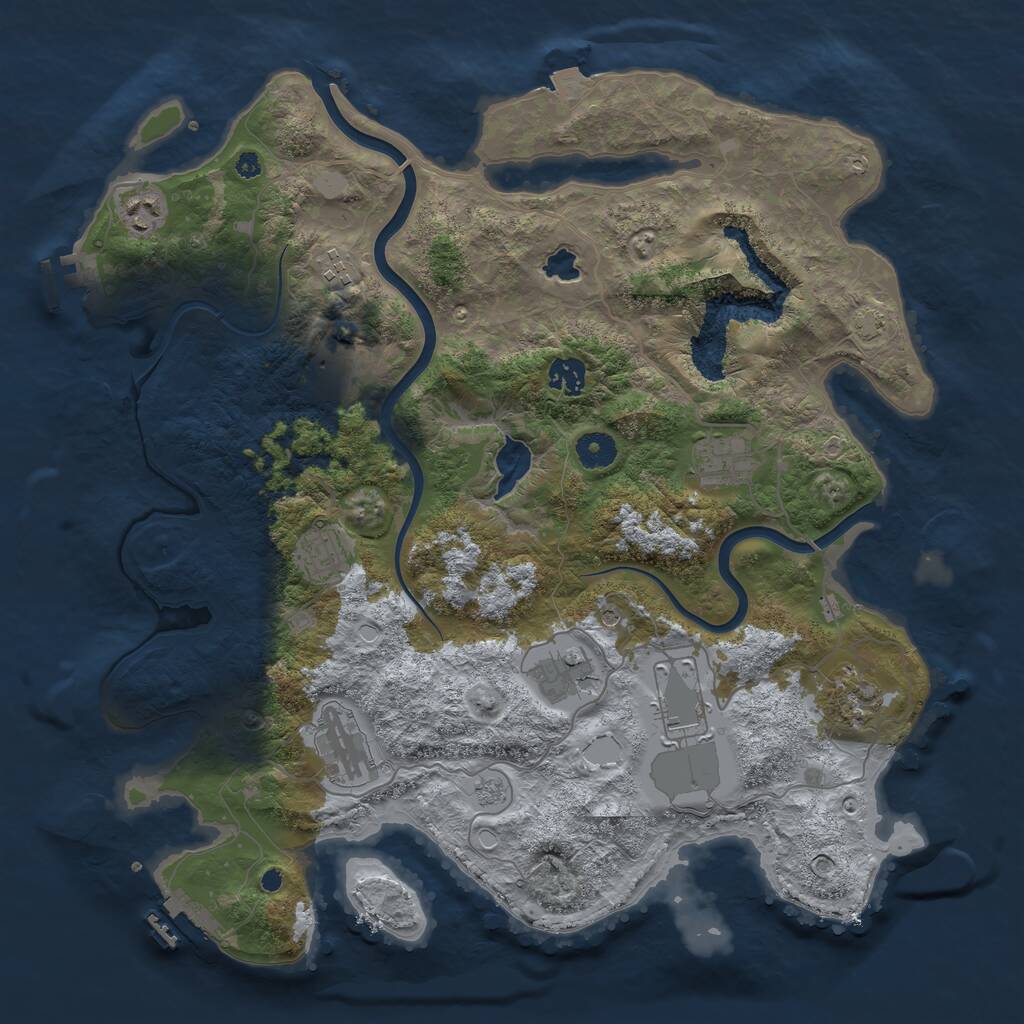 Rust Map: Procedural Map, Size: 4000, Seed: 3265, 16 Monuments