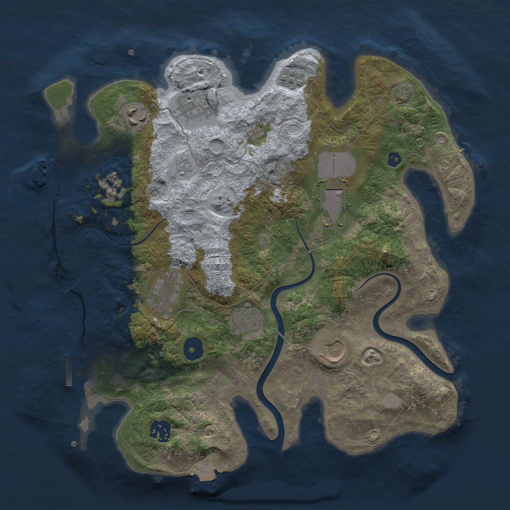 Rust Map: Procedural Map, Size: 3500, Seed: 1130009271, 14 Monuments