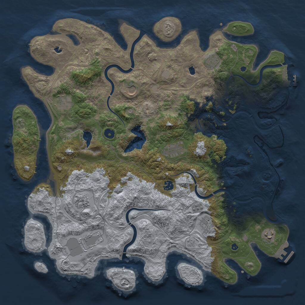 Rust Map: Procedural Map, Size: 4500, Seed: 1289541396, 16 Monuments
