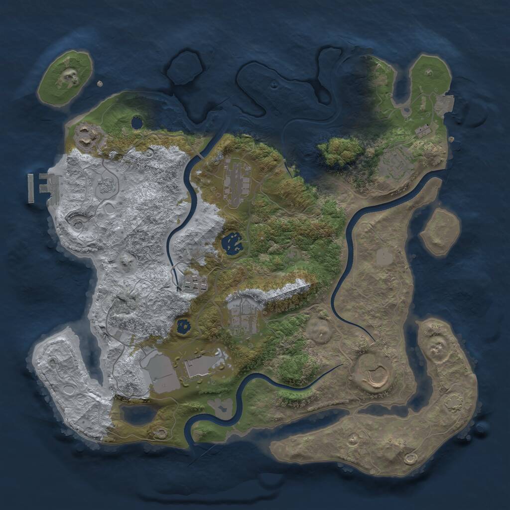 Rust Map: Procedural Map, Size: 3500, Seed: 936122999, 13 Monuments