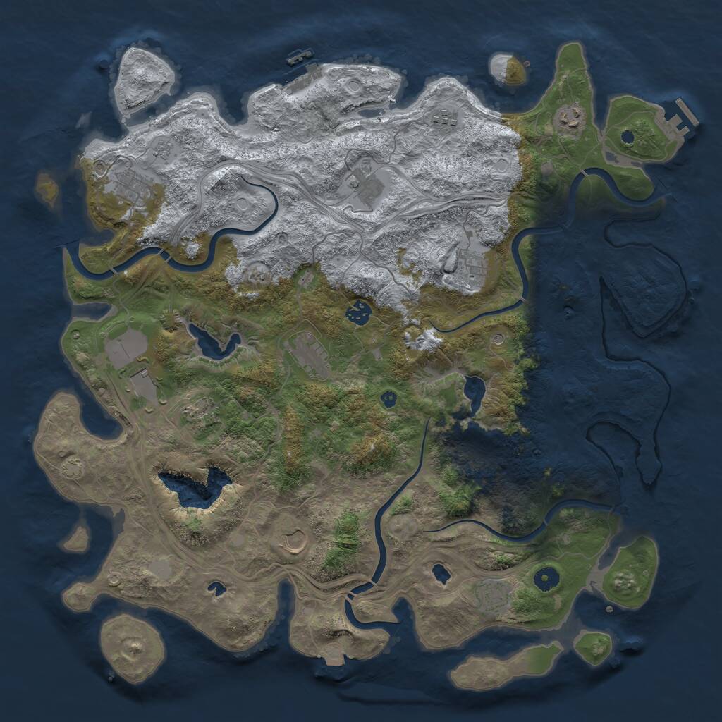 Rust Map: Procedural Map, Size: 4500, Seed: 346415489, 17 Monuments