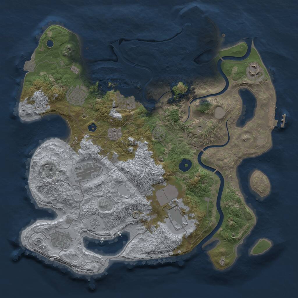Rust Map: Procedural Map, Size: 3500, Seed: 1328081495, 13 Monuments