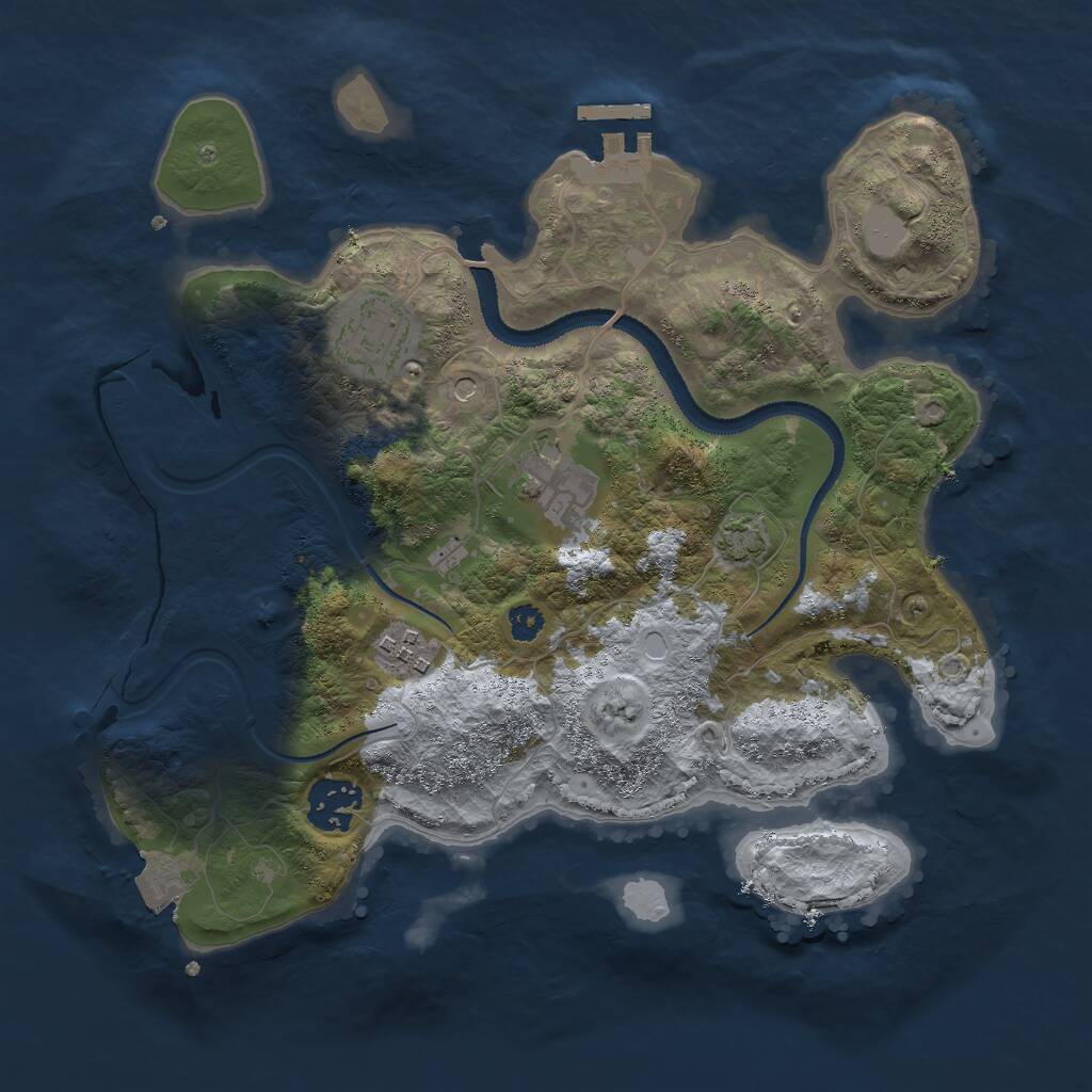 Rust Map: Procedural Map, Size: 3000, Seed: 14608, 8 Monuments