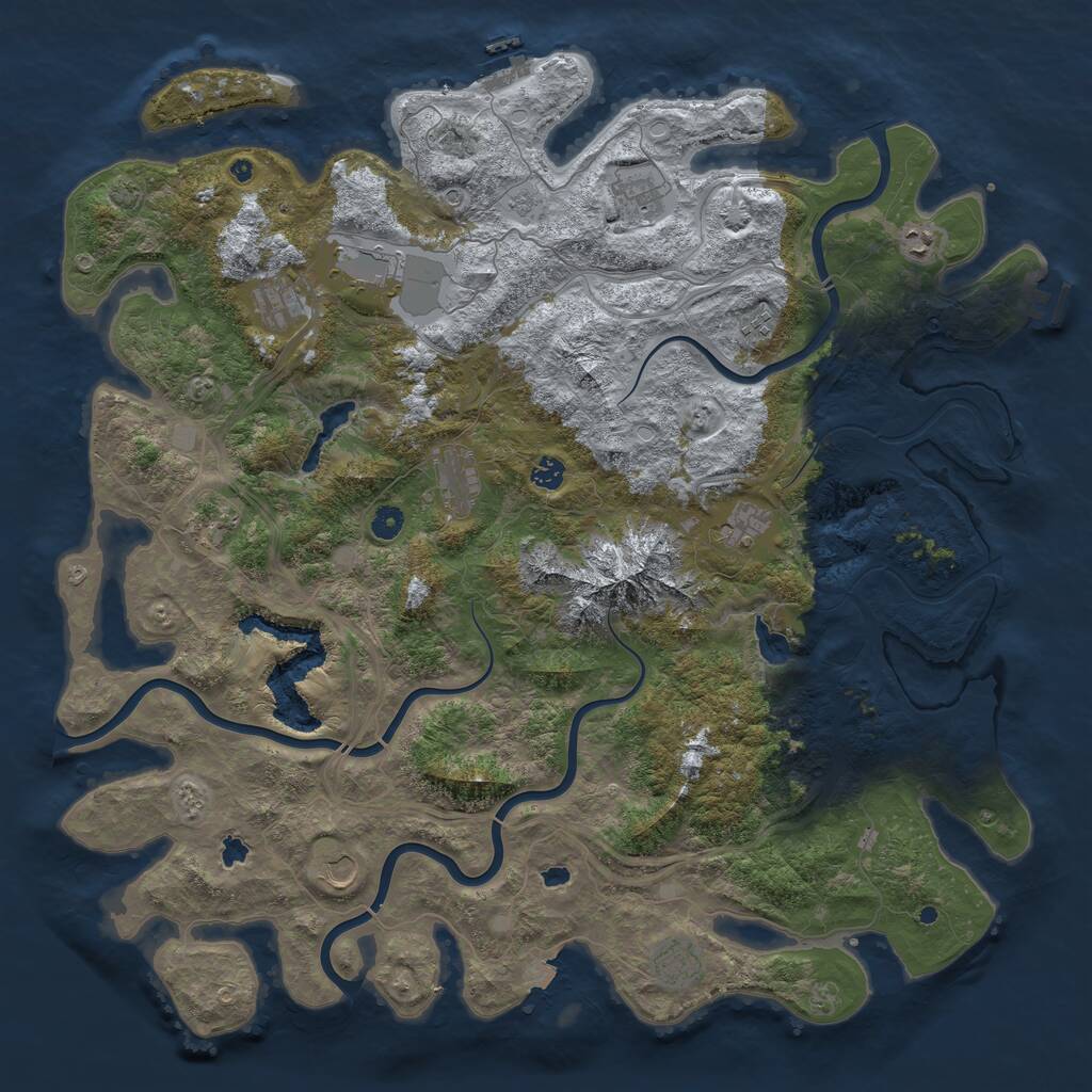 Rust Map: Procedural Map, Size: 5000, Seed: 664352, 17 Monuments