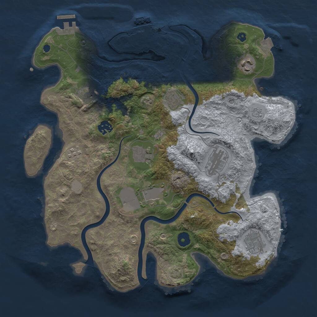 Rust Map: Procedural Map, Size: 3500, Seed: 1374587691, 15 Monuments