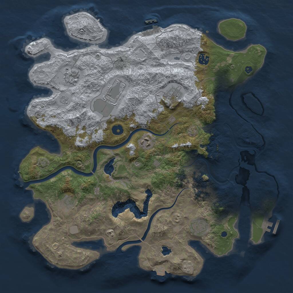 Rust Map: Procedural Map, Size: 4000, Seed: 8752, 14 Monuments