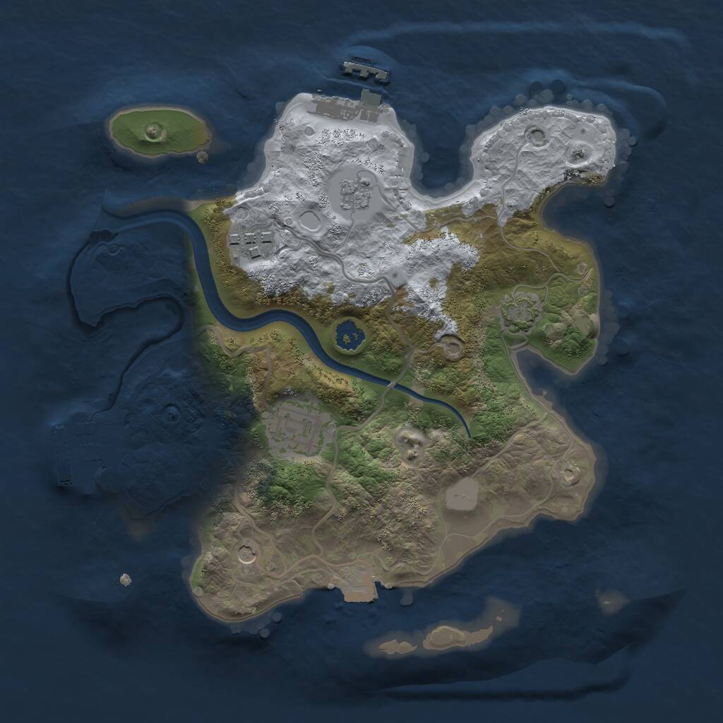 Rust Map: Procedural Map, Size: 2500, Seed: 1242476575, 8 Monuments