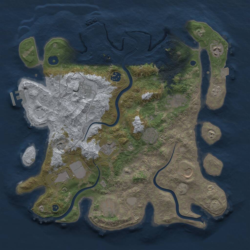 Rust Map: Procedural Map, Size: 3750, Seed: 10929, 16 Monuments