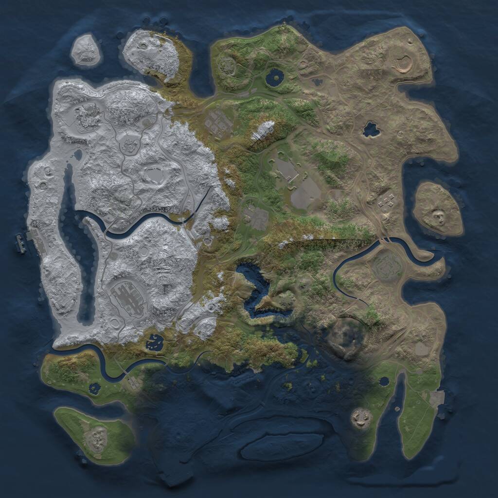 Rust Map: Procedural Map, Size: 4250, Seed: 1992143780, 17 Monuments