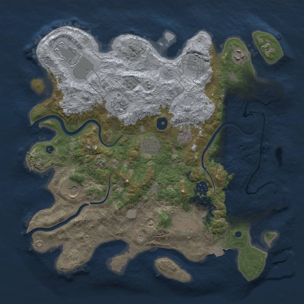 Rust Map: Procedural Map, Size: 3800, Seed: 1465586967, 15 Monuments